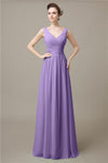 V-Neck Chiffon A-line Floor-Length Bridesmaid Dresses