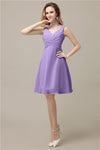 Chiffon A-line V-Neck Knee-Length Short Bridesmaid Dresses