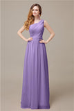 One-Shoulder A-line Chiffon Elegant Floor-Length Bridesmaid Dresses