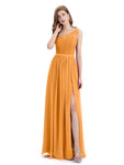 One-Shoulder A-line Top Lace Floor-Length Bridesmaid Dresses