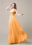 Shoulder Strap A-line Chiffon Elegant Floor-Length Bridesmaid Dresses