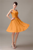 A-line Chiffon V-Neck Knee-Length Short Bridesmaid Dresses