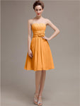 Pretty Strapless Flower Belt A-line Knee-Length Bridesmaid Dresses