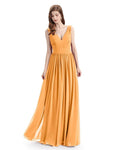 Simple Spaghetti Straps Chiffon A-line Sleeveless Floor-Length Bridesmaid Dresses