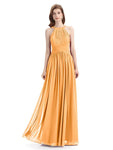 Charming Halter Chiffon A-line Sleeveless Floor-Length Bridesmaid Dresses