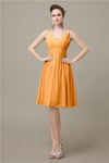 Elegant V-neck  A-line Knee-Length Bridesmaid Dresses