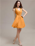 V-Neck Short A-Line Knee length Bridesmaid Dresses