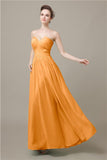 Pretty Strapless Chiffon A-line Floor-Length Bridesmaid Dresses