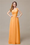 One-Shoulder A-line Chiffon Elegant Floor-Length Bridesmaid Dresses