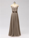 A-line Spaghetti Strap Chiffon Floor Length Bridesmaid Dresses