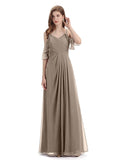 A-line off the Shoulder Spaghetti Straps Floor-Length Bridesmaid Dresses