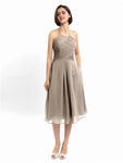 A-line Halter Sleeveless Pleats Short Bridesmaid Dresses