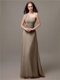 Unique One-shoulder Sleeveless A-line Floor-Length Bridesmaid Dresses