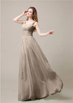 Shoulder Strap A-line Chiffon Elegant Floor-Length Bridesmaid Dresses