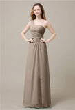 One-Shoulder A-line Sleeveless Floor-Length Bridesmaid Dresses