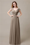 Cap Sleeves A-line Chiffon Floor-Length Bridesmaid Dresses