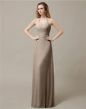 Halter Chiffon A-line Sleeveless Floor-Length Bridesmaid Dresses