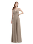 Chiffon Spaghetti Strap V-neck Floor-Length Long Bridesmaid Dresses