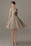 Simple A-line Knee-Length Chiffon Half-Back Bridesmaid Dresses