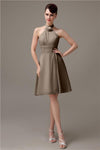 Halter Knee-length Chiffon A-line Short Bridesmaid Dresses