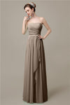 Simple A-line Chiffon Straight Floor-Length Long Bridesmaid Dresses