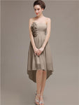 Straight High Low Chiffon Short Bridesmaid Dresses