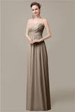 Simple A-line Chiffon Sweetheart Floor-Length Long Bridesmaid Dresses.