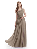 Elegant One Shoulder Side Slit Floor Lenght Bridesmaid Dresses