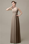 Simple A-line Chiffon V-Neck Floor-Length Long Bridesmaid Dresses