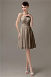 Simple A-line Chiffon One Shoulder Short Bridesmaid Dresses