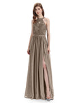 Beautiful Halter Chiffon A-line Sleeveless Floor-Length Bridesmaid Dresses