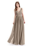 Simple Spaghetti Straps Chiffon A-line Sleeveless Floor-Length Bridesmaid Dresses