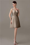 Charming A-line Chiffon V-neck Backless Bridesmaid Dresses