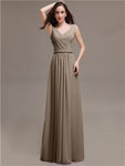 Honest A-line Chiffon Long Bridesmaid Dresses