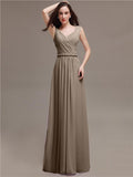 Honest A-line Chiffon Long Bridesmaid Dresses