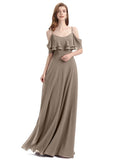 Elegant A-line Spaghetti Straps Chiffion Floor-Length Bridesmaid Dresses