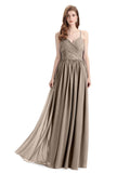 Elegant Spaghetti Straps A-line Chiffion Floor-Length Bridesmaid Dresses