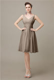 Elegant V-neck  A-line Knee-Length Bridesmaid Dresses