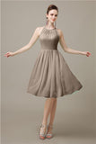 Halter  A-line Knee-Length Chiffon Bridesmaid Dresses