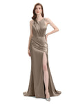 V-neck Sleeveless Split Side Floor-Length Bridesmaid Dresses