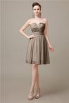 Simple Strapless Chiffon A-line Knee-Length Bridesmaid Dresses