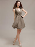 V-Neck Short A-Line Knee length Bridesmaid Dresses