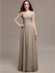 Chiffon Shoulder Strap A-line Floor-Length Bridesmaid Dresses