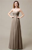 Elegant Straight Chiffon A-line Floor-Length Bridesmaid Dresses