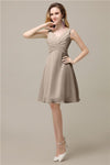 Chiffon A-line V-Neck Knee-Length Short Bridesmaid Dresses