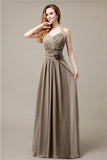 Pretty A-line Chiffon Hatler Floor-Length Bridesmaid Dresses