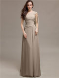 Chiffon A-line One-Shoulder Sleeveless Floor-Length Bridesmaid Dresses