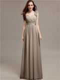 A-line One-Shoulder With Flowers Floor-Length Bridesmaid Dresses