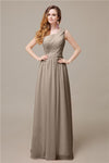 One-Shoulder A-line Chiffon Elegant Floor-Length Bridesmaid Dresses