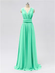 A-line Convertable V Neck Floor Length Jersey Bridesmaid Dresses